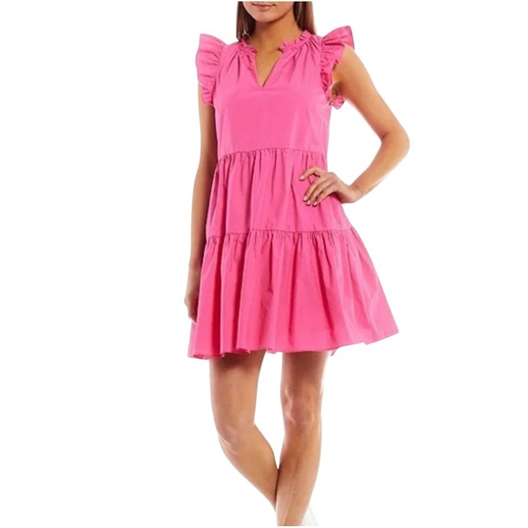 A Loves A Dresses & Skirts - A Loves A Pink NWT Cotton Tiered Ruffle Dress Fuschia R3185CPK2 Womens M